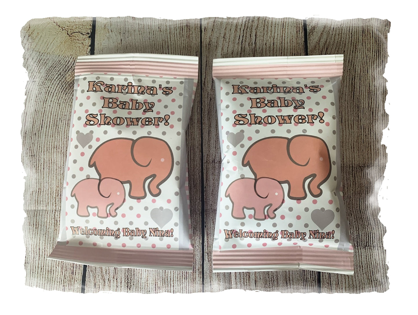 Party Favors Pink Elephants Potato Chip Bags Elephant Baby Shower  Wrappers Personalized Supplies