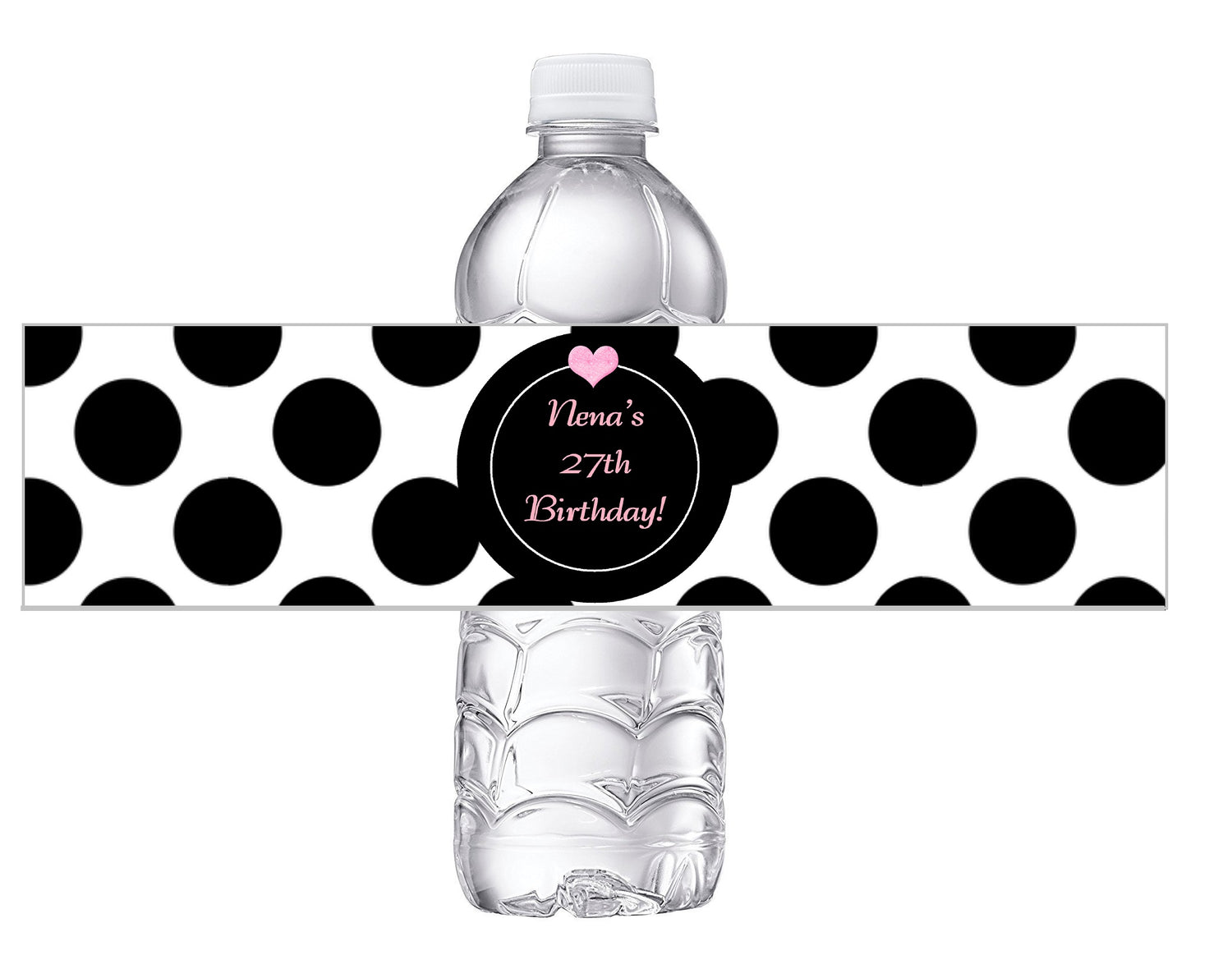 Black and White Polkadots Birthday Party Favors Water Bottle Labels Ideas Supplies Decor