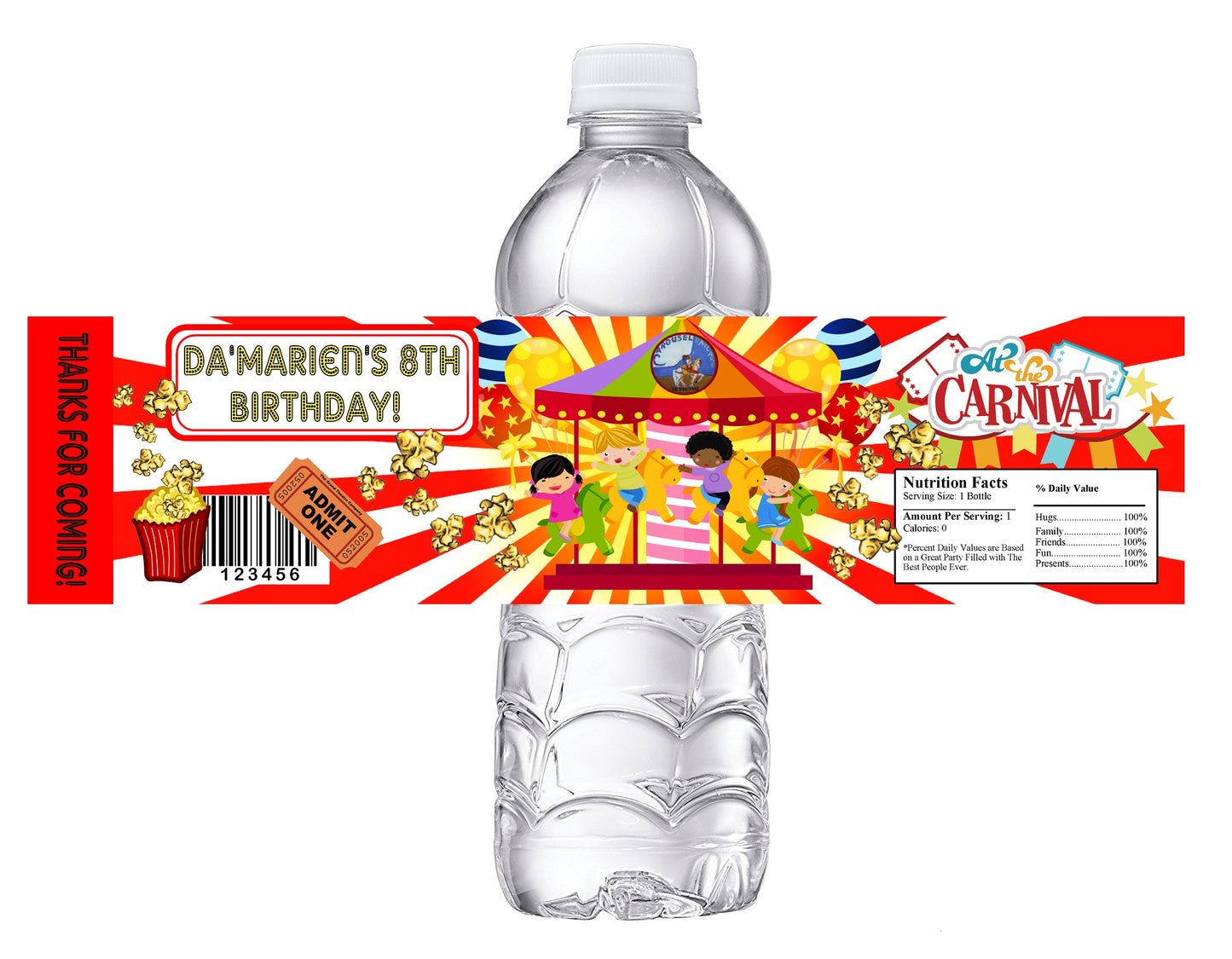 Carnival Birthday Party Favors Water Bottle Labels Ideas Supplies Decor