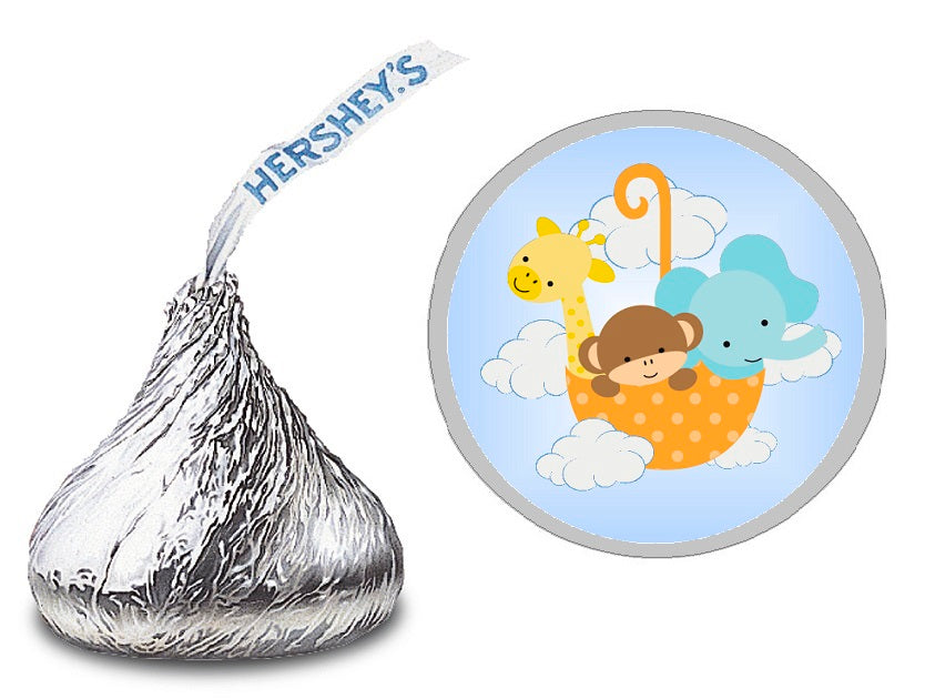 Party Favors Animal Safari  Hershey Chocolate Candy Kiss Labels Stickers Birthday Baby Shower Favors