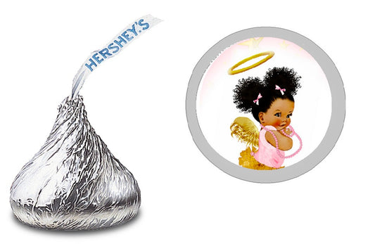 Party Favors Heaven Sent Black Angel  Hershey Chocolate Candy Kiss Labels Stickers Birthday Baby Shower Favors