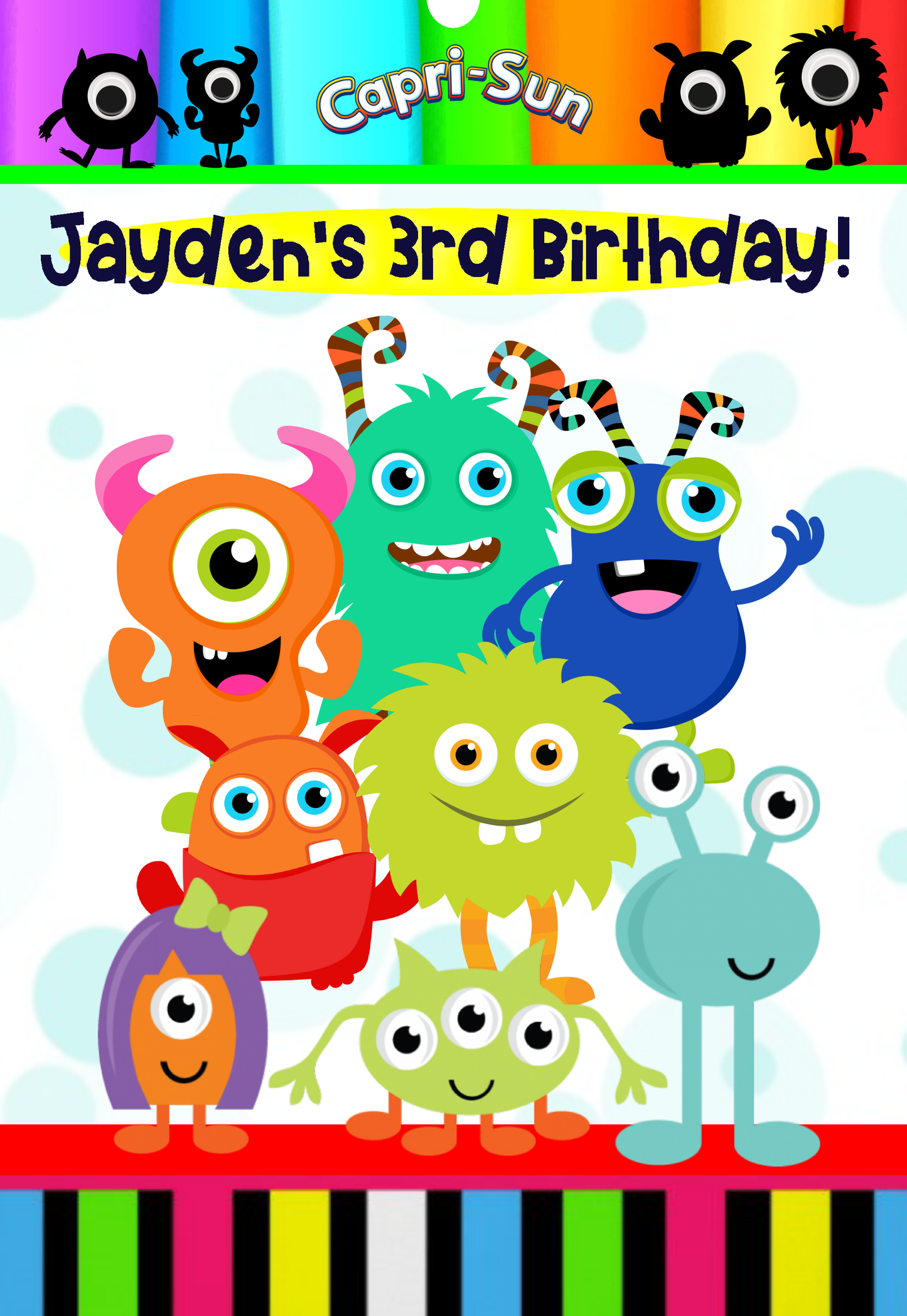 Party Favors Monster Cute/Ugly Monsters Birthday Capri Sun Labels Personalized Juice Stickers Supplies ideas