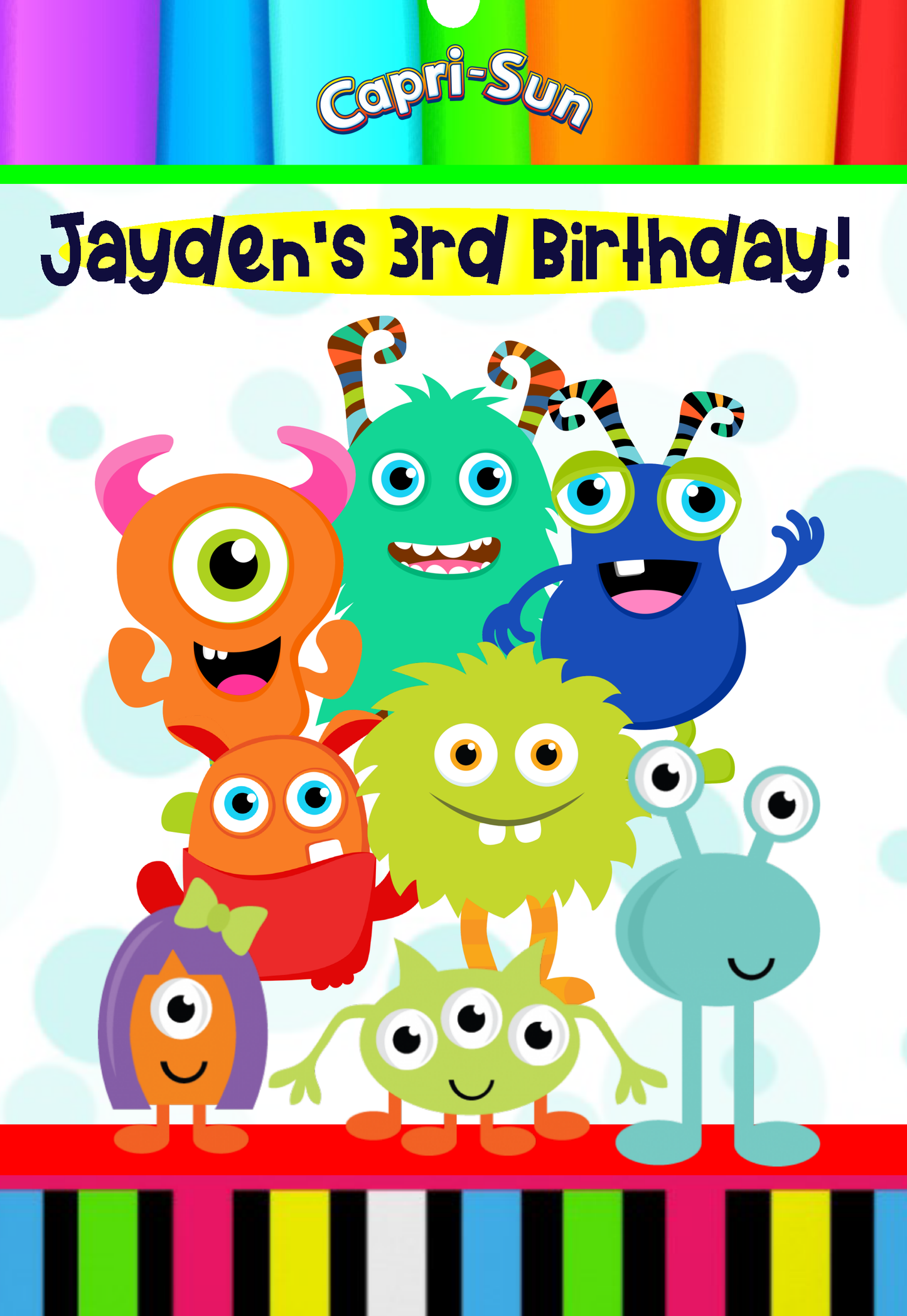 Party Favors Monster Cute/Ugly Monsters Birthday Capri Sun Labels Personalized Juice Stickers Supplies ideas