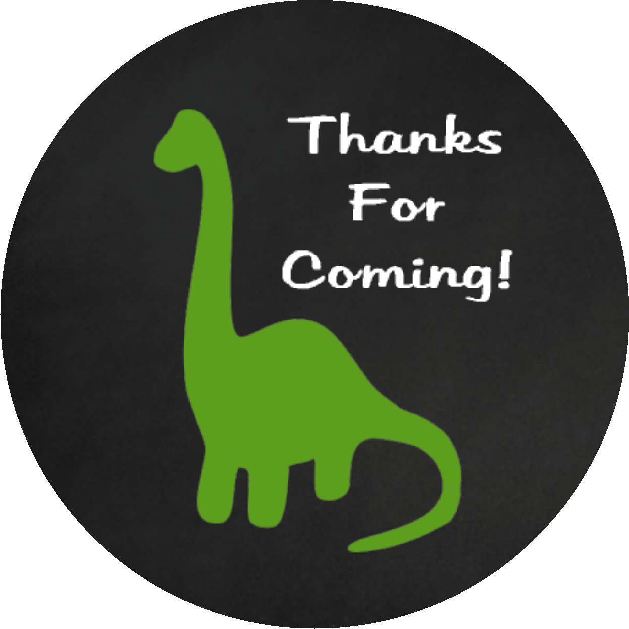 Party Favors Cute green Dinosaur black background Dinosaurs Birthday or any event Round  Stickers  Supplies Labels