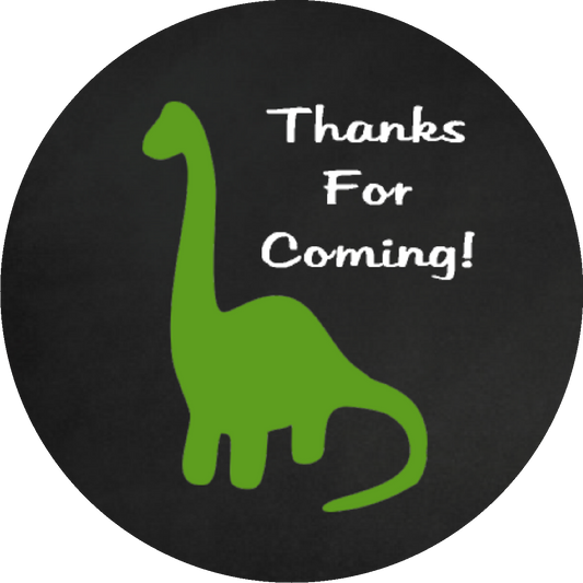 Party Favors Cute green Dinosaur black background Dinosaurs Birthday or any event Round  Stickers  Supplies Labels