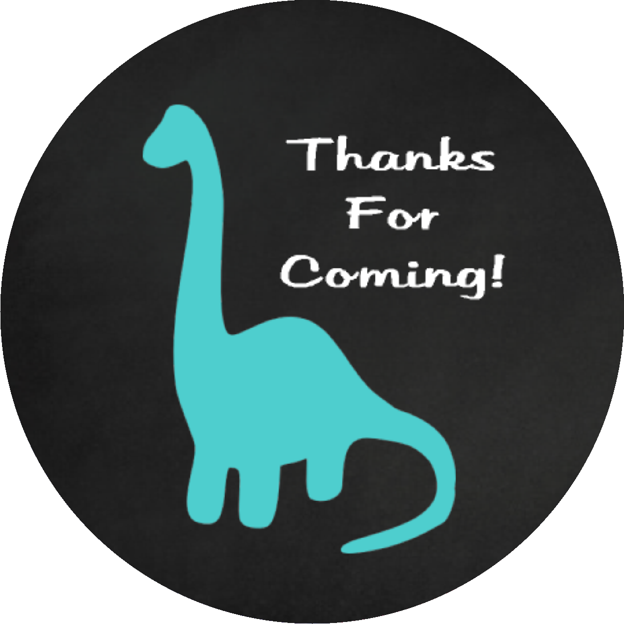 Party Favors Cute Blue Turquoise Dinosaur black background Dinosaurs Birthday or any event Round  Stickers  Supplies Labels