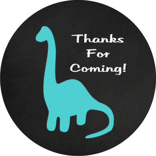 Party Favors Cute Blue Turquoise Dinosaur black background Dinosaurs Birthday or any event Round  Stickers  Supplies Labels