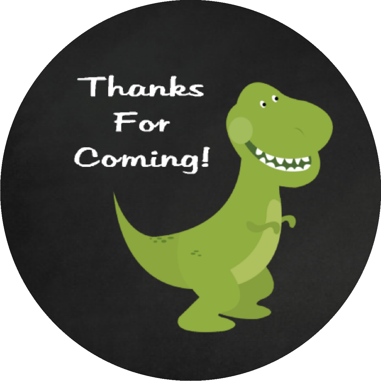 Party Favors Cute green Dinosaur black background Dinosaurs Birthday or any event Round  Stickers  Supplies Labels