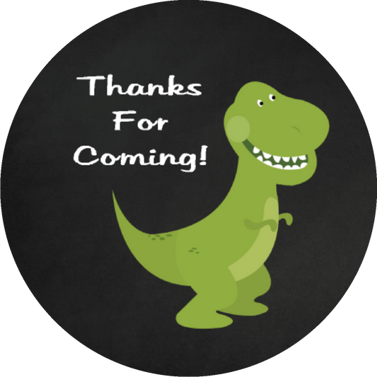 Party Favors Cute green Dinosaur black background Dinosaurs Birthday or any event Round  Stickers  Supplies Labels