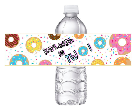 Donut Birthday Party Favors Water Bottle Labels Ideas Supplies Decor