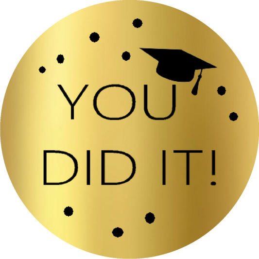 Party Favors Black and Gold You Did it Graduation Cap Round  Stickers  Supplies Labels