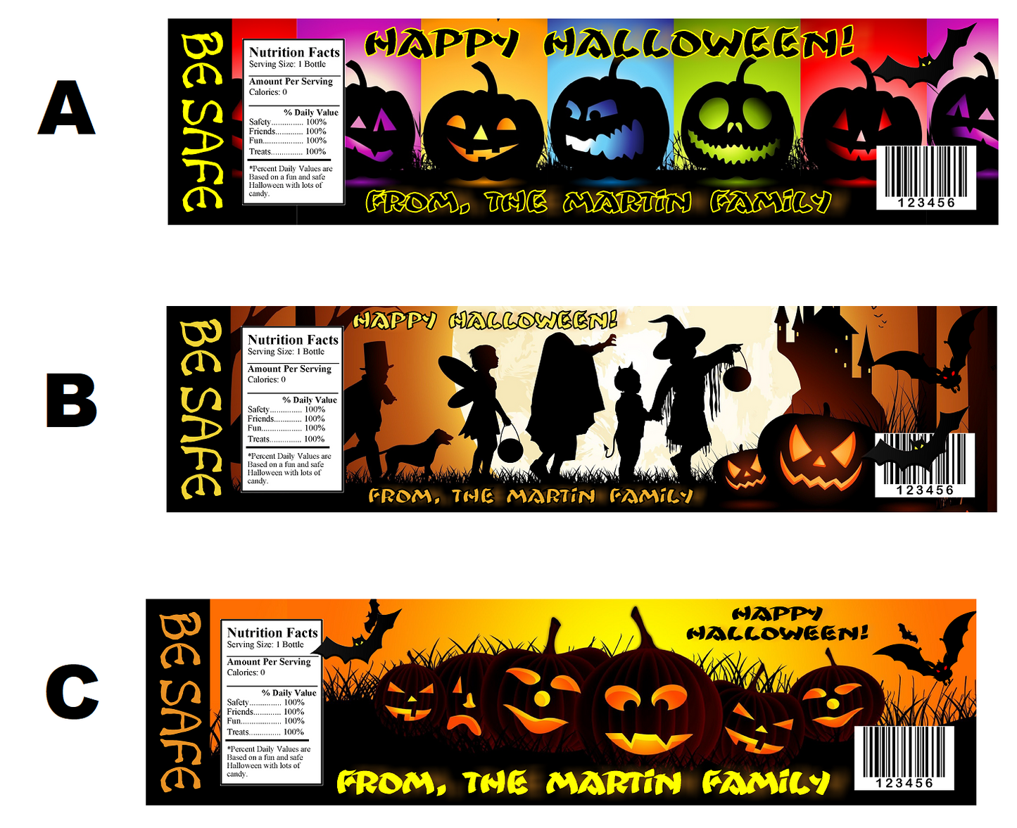 Halloween Party Treats Favors Water Bottle Labels Wrappers Supplies Personalized Unique ideas decor