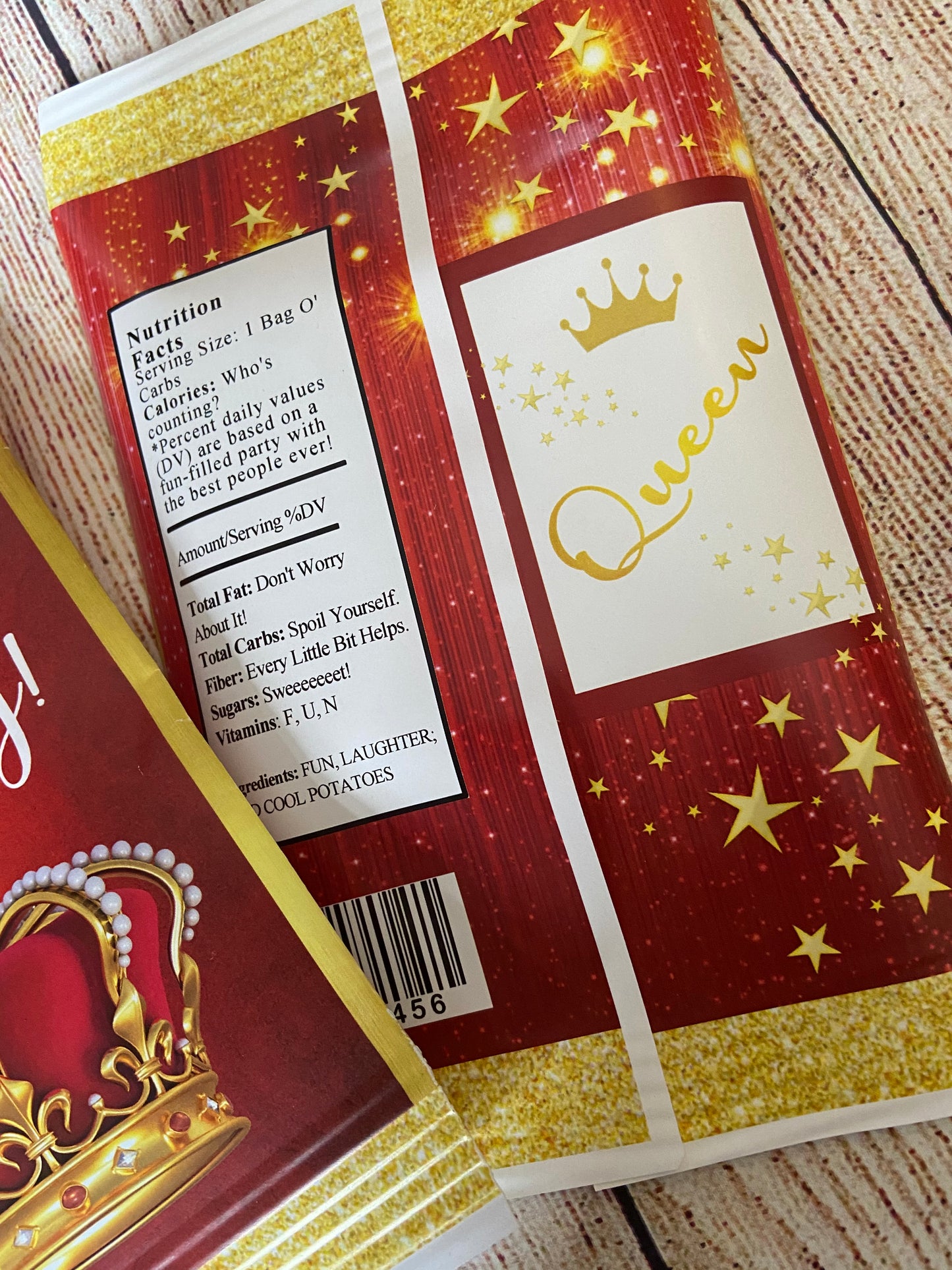 Party Favors Burgundy Gold Prince Crown Potato Chip Birthday  Wrappers Personalized Supplies