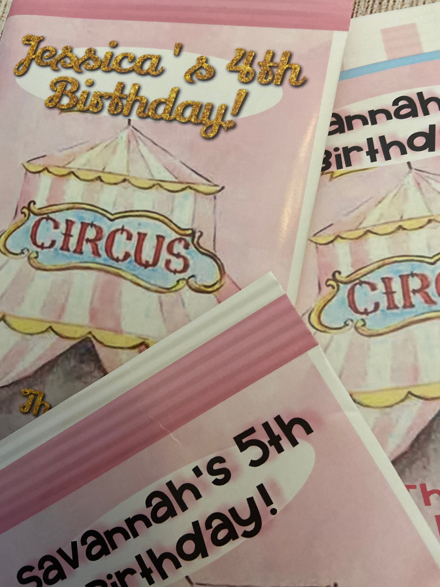 Party Favors Pink Circus Personalized Potato Chip Bags Birthday  Wrappers Supplies