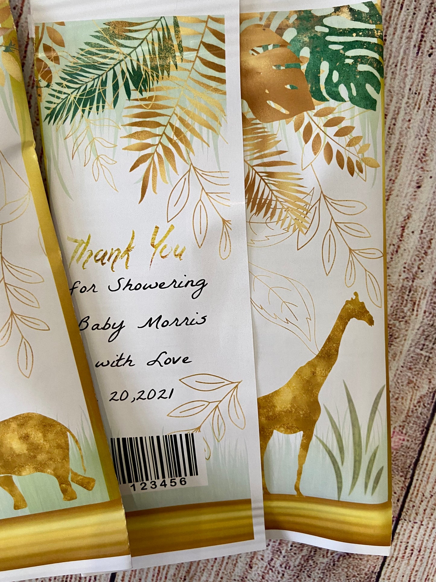 Party Favors Gold Jungle Safari Potato Chip Bags Baby Shower  Wrappers Animals Personalized Supplies