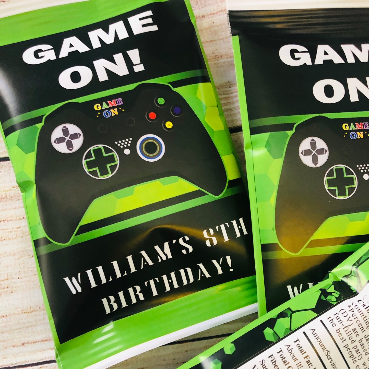 Party Favors Game On Gaming Potato Chip Bags Birthday  Wrappers Black And Green Personalized Supplies Controller