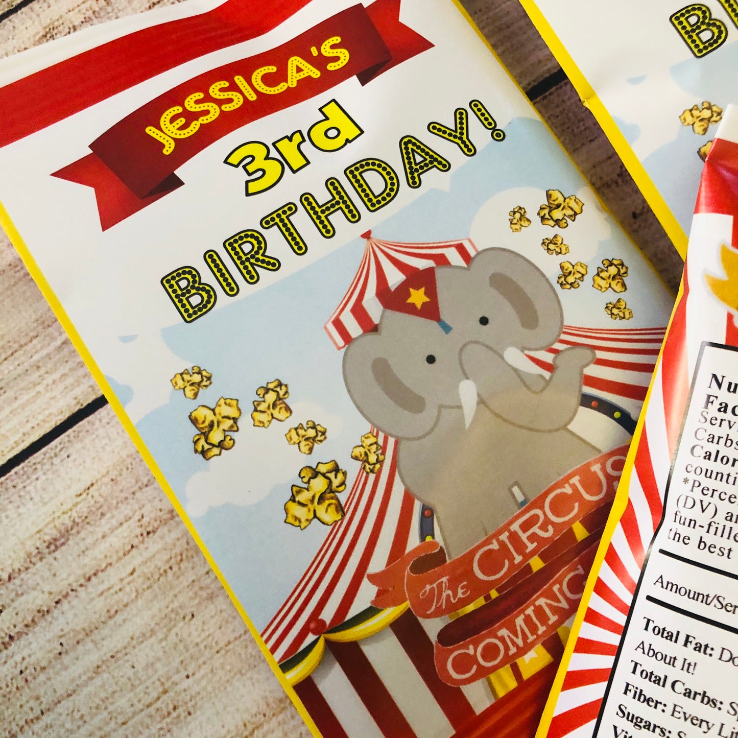 Party Favors Circus Elephant Carnival Fair Potato Chip Bags Birthday  Wrappers Personalized Supplies