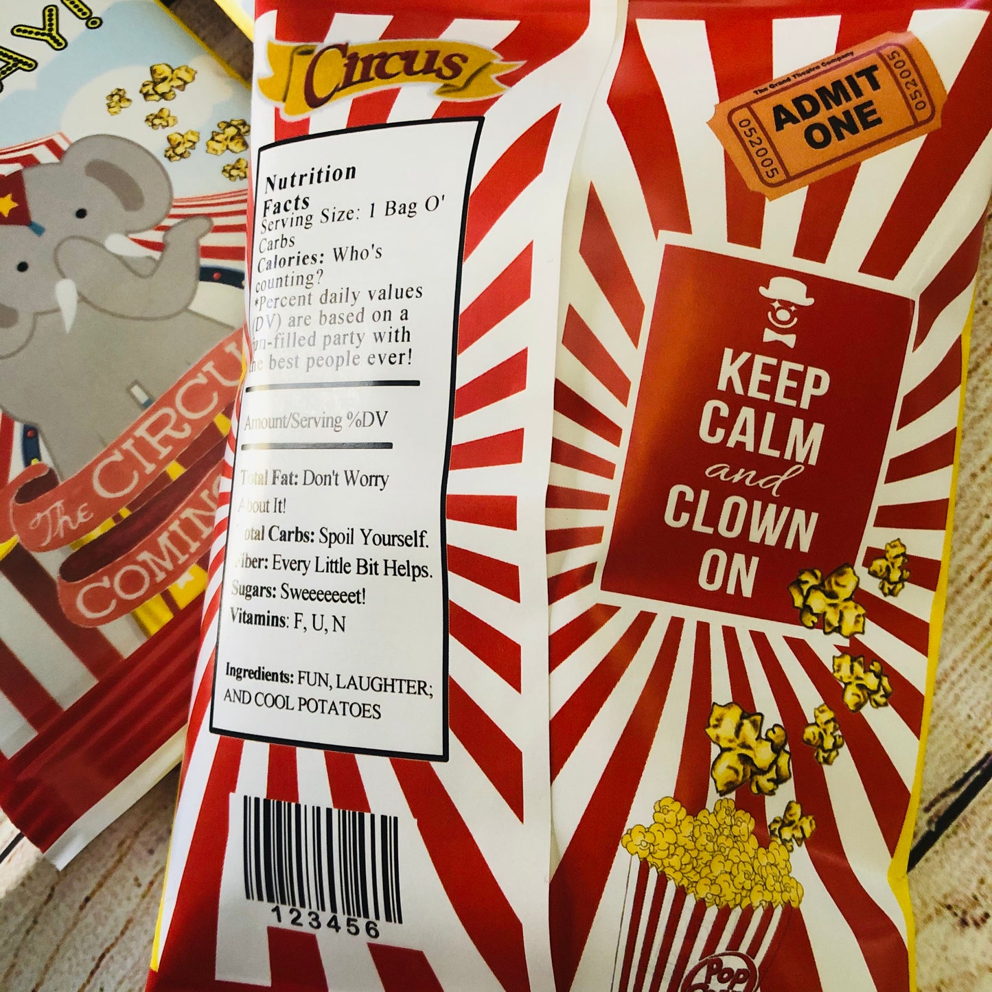 Party Favors Circus Elephant Carnival Fair Potato Chip Bags Birthday  Wrappers Personalized Supplies