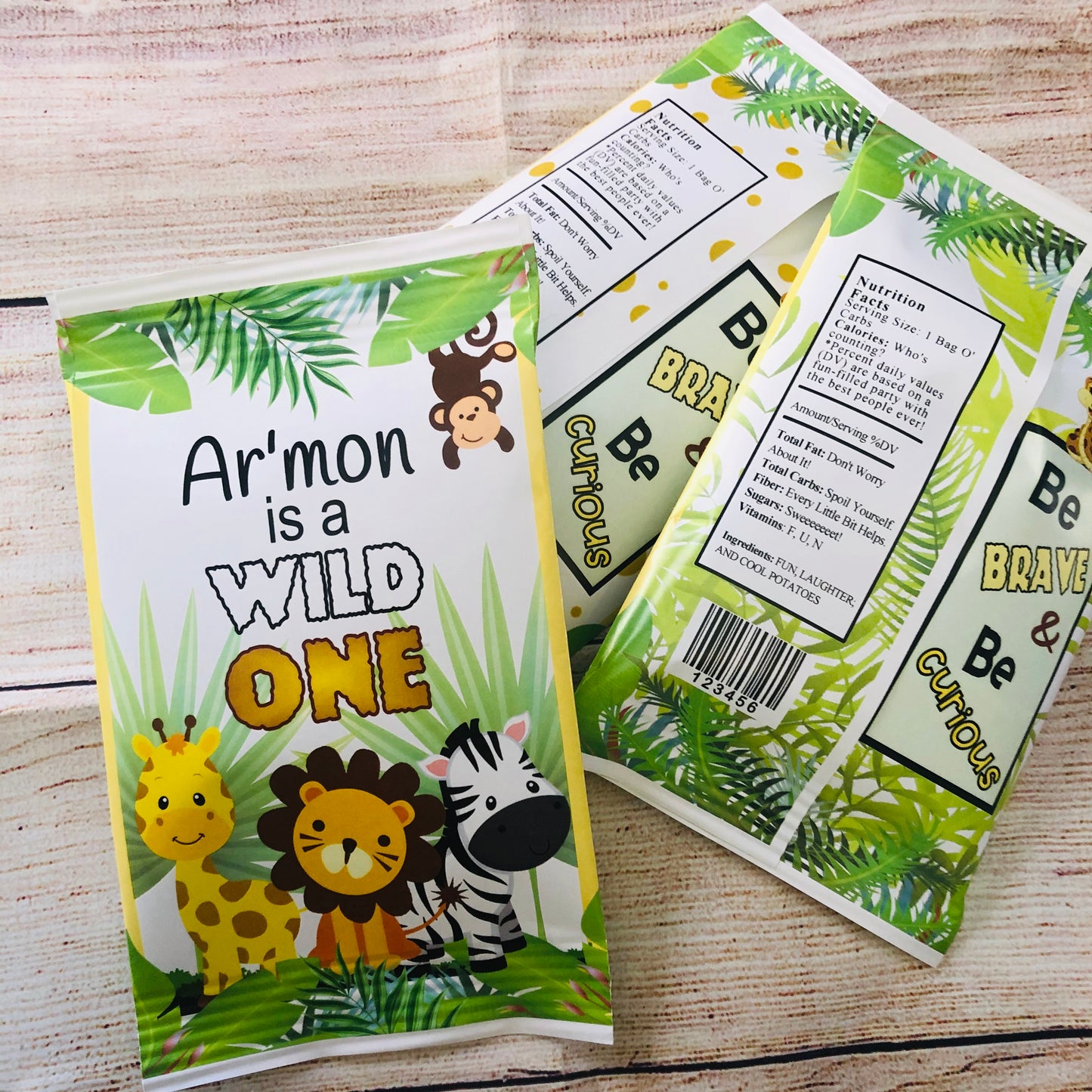 Party Favors Baby Animal Safari Wild One Potato Chip Bags Birthday  Chips Personalized Supplies