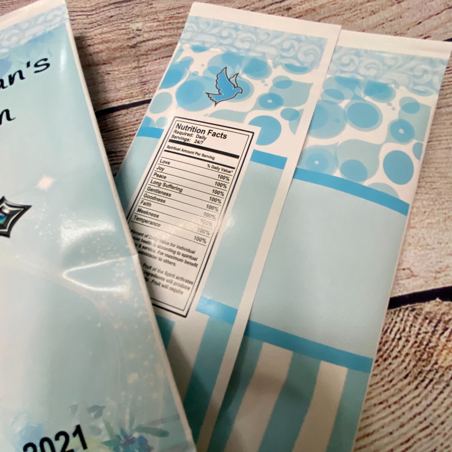 Party Favors Blue White Silver Baptism Boy's Christening Potato Chip Bags Personalized Supplies