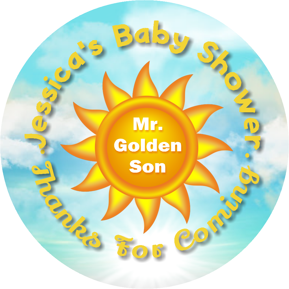 My Golden Sun Son Party Favors Personalized Baby Shower Round Stickers Supplies Labels ideas