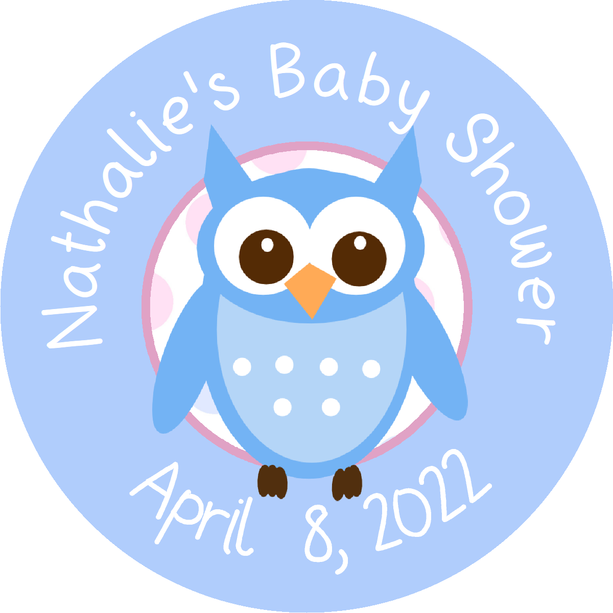 Pink or Blue Owl Owls Personalized Baby Shower Round  Stickers  Supplies Labels