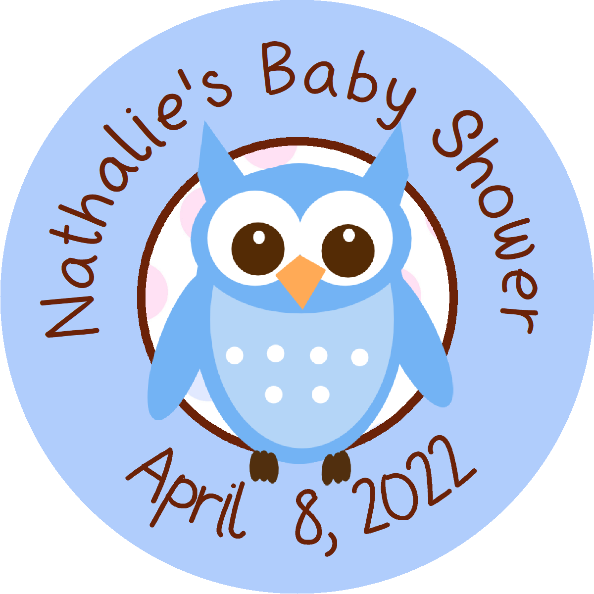 Pink or Blue Owl Owls Personalized Baby Shower Round  Stickers  Supplies Labels