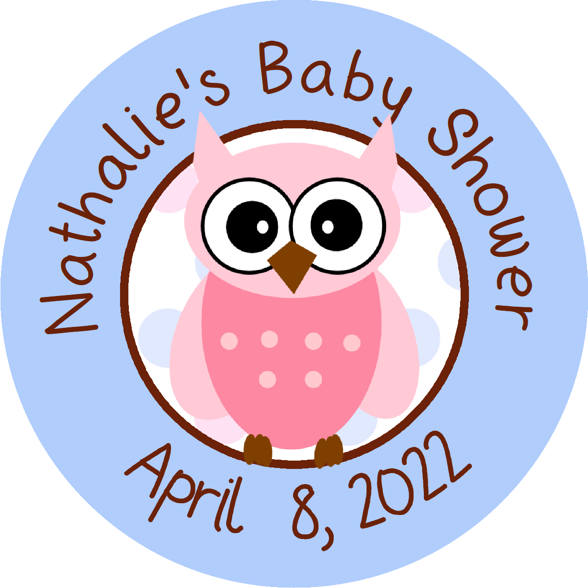 Pink or Blue Owl Owls Personalized Baby Shower Round  Stickers  Supplies Labels