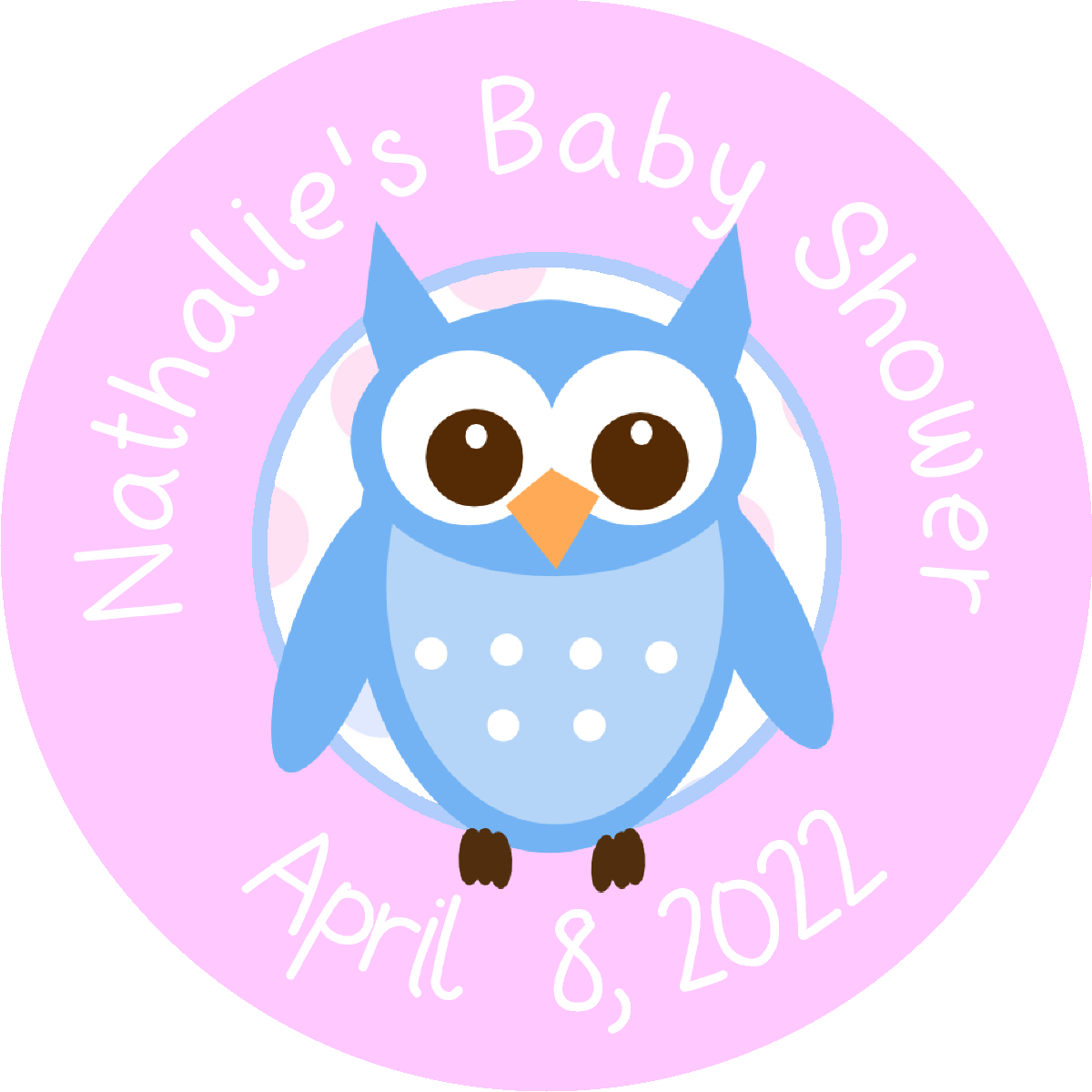 Pink or Blue Owl Owls Personalized Baby Shower Round  Stickers  Supplies Labels