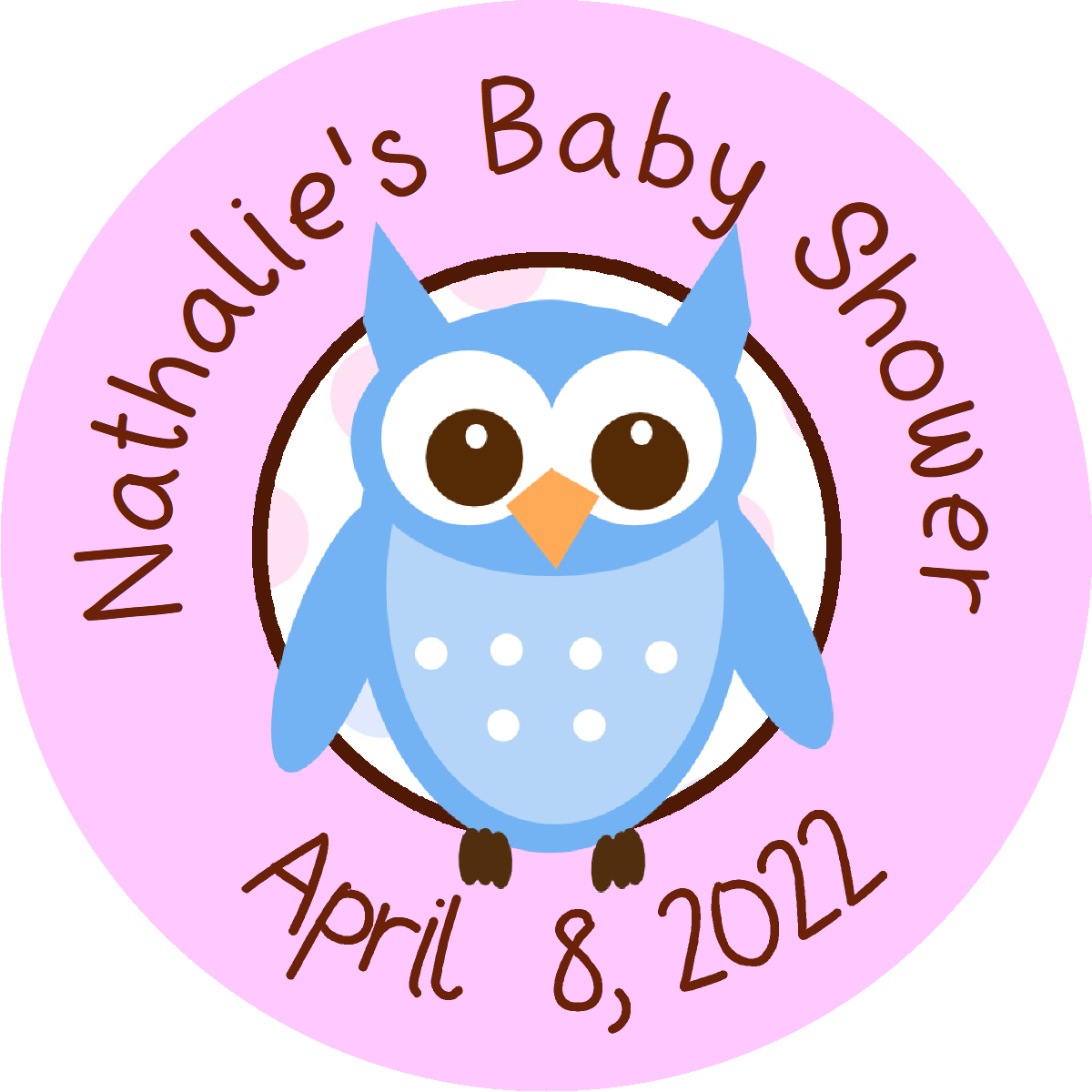 Pink or Blue Owl Owls Personalized Baby Shower Round  Stickers  Supplies Labels