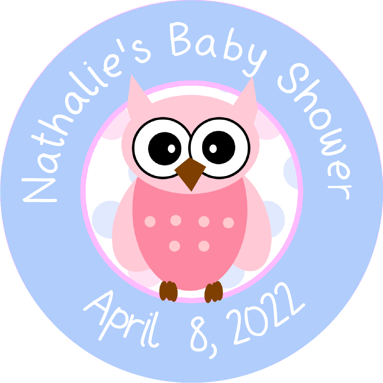 Pink or Blue Owl Owls Personalized Baby Shower Round  Stickers  Supplies Labels