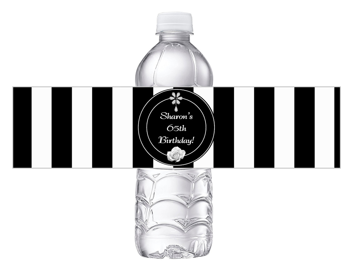 Black and White Striped Stripes Birthday Party Favors Water Bottle Labels Ideas Supplies Decor