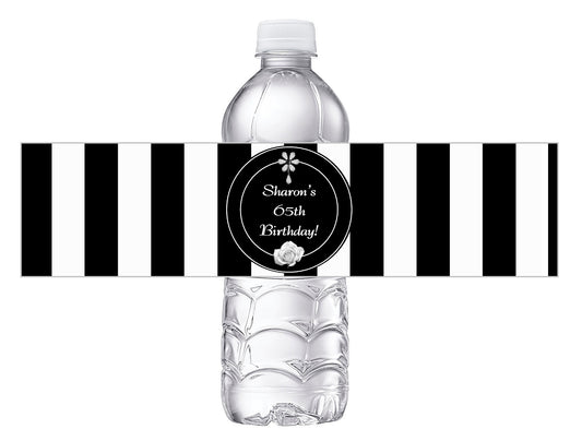 Black and White Striped Stripes Birthday Party Favors Water Bottle Labels Ideas Supplies Decor