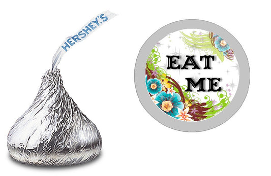 Party Favors Alice Eat Me Hershey Chocolate Candy Kiss Labels Stickers Birthday Baby Shower Favors