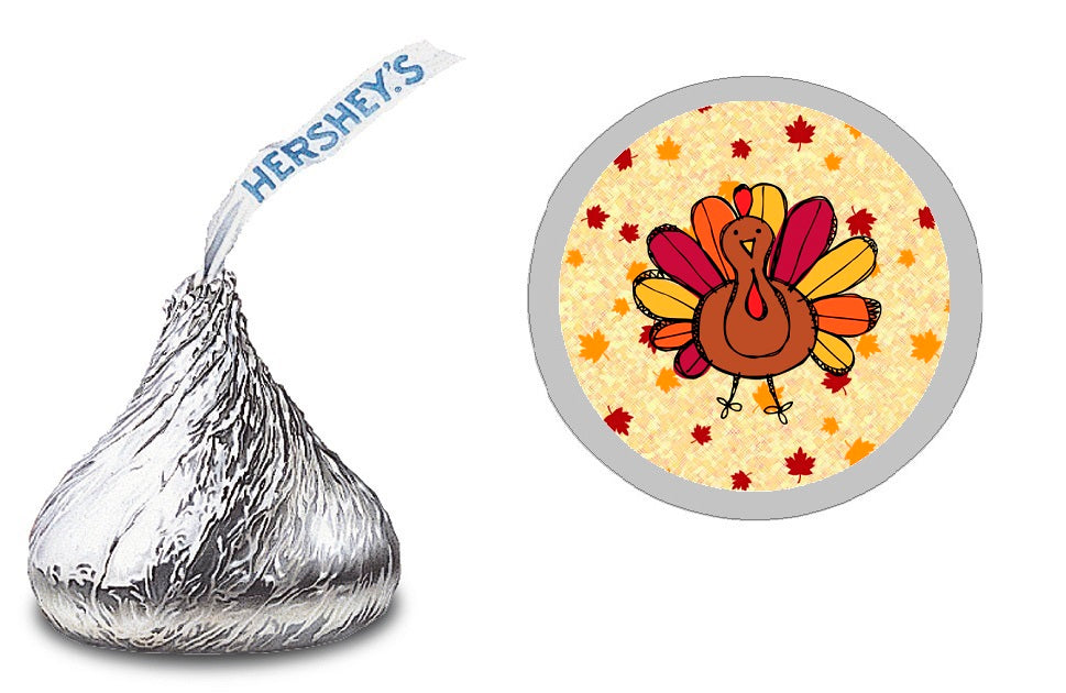 Party Favors Cute Thanksgiving Turkey  Hershey Chocolate Candy Kiss Labels Stickers Birthday Baby Shower Favors