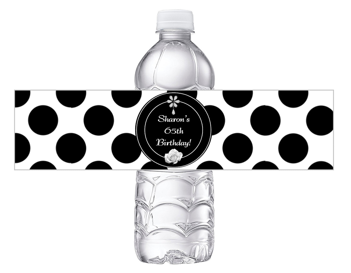 Black and White Polka dot Birthday Party Favors Water Bottle Labels Ideas Supplies Decor