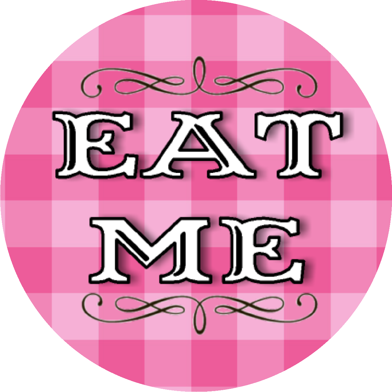 Party Favors Pink Eat Me Birthday or any event Round Stickers  Supplies Labels