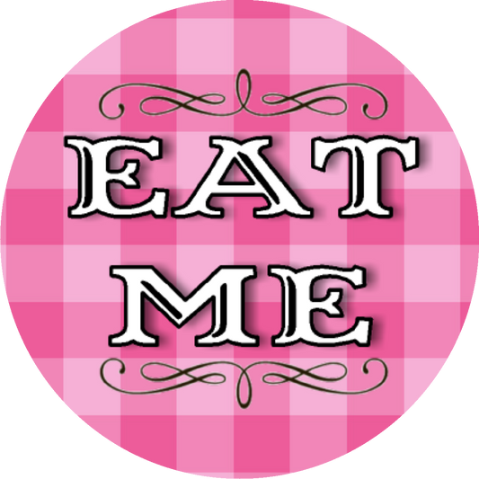 Party Favors Pink Eat Me Birthday or any event Round Stickers  Supplies Labels