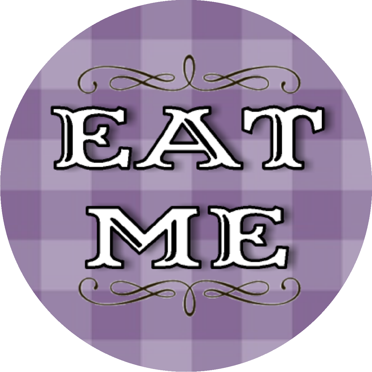 Party Favors Purple Eat Me Birthday or any event Round Stickers  Supplies Labels