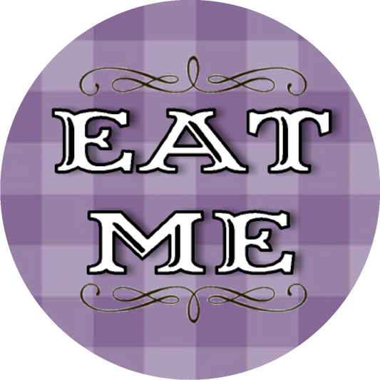 Party Favors Purple Eat Me Birthday or any event Round Stickers  Supplies Labels