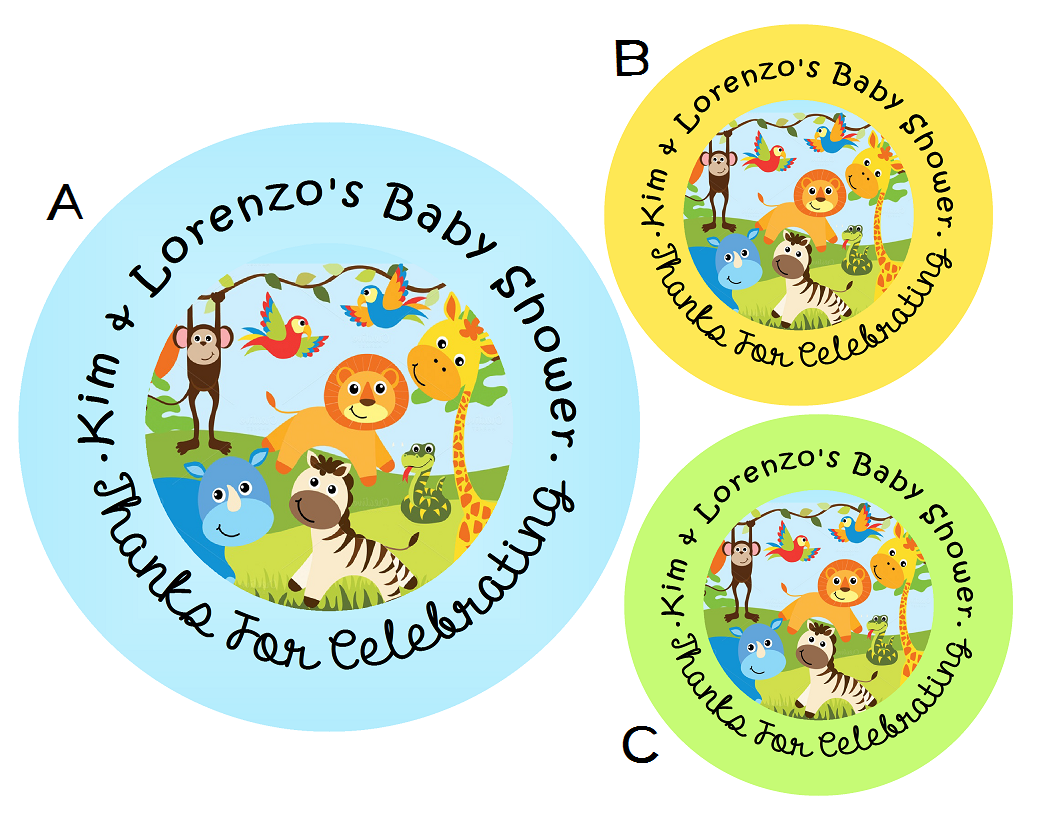 Party Favors Animal Safari Jungle Animals Personalized Baby Shower Round  Stickers  Supplies Labels