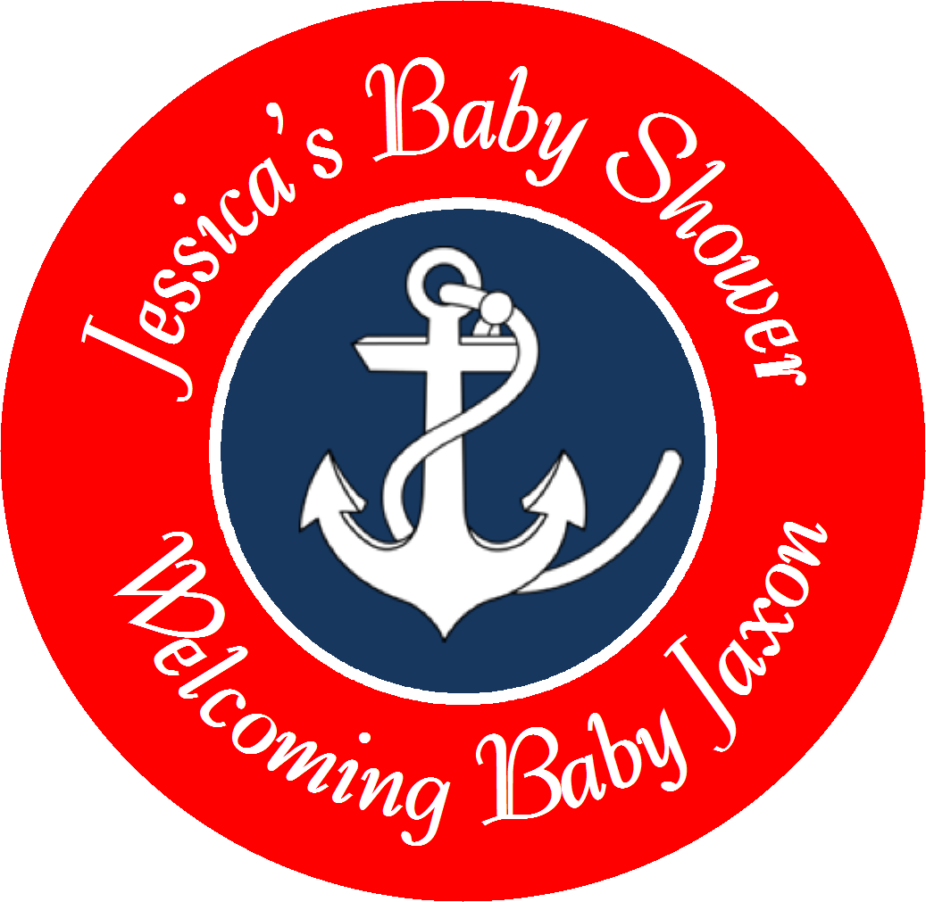 Party Favors Nautical Ship Anchor Personalized Baby Shower Round  Stickers  Supplies Labels