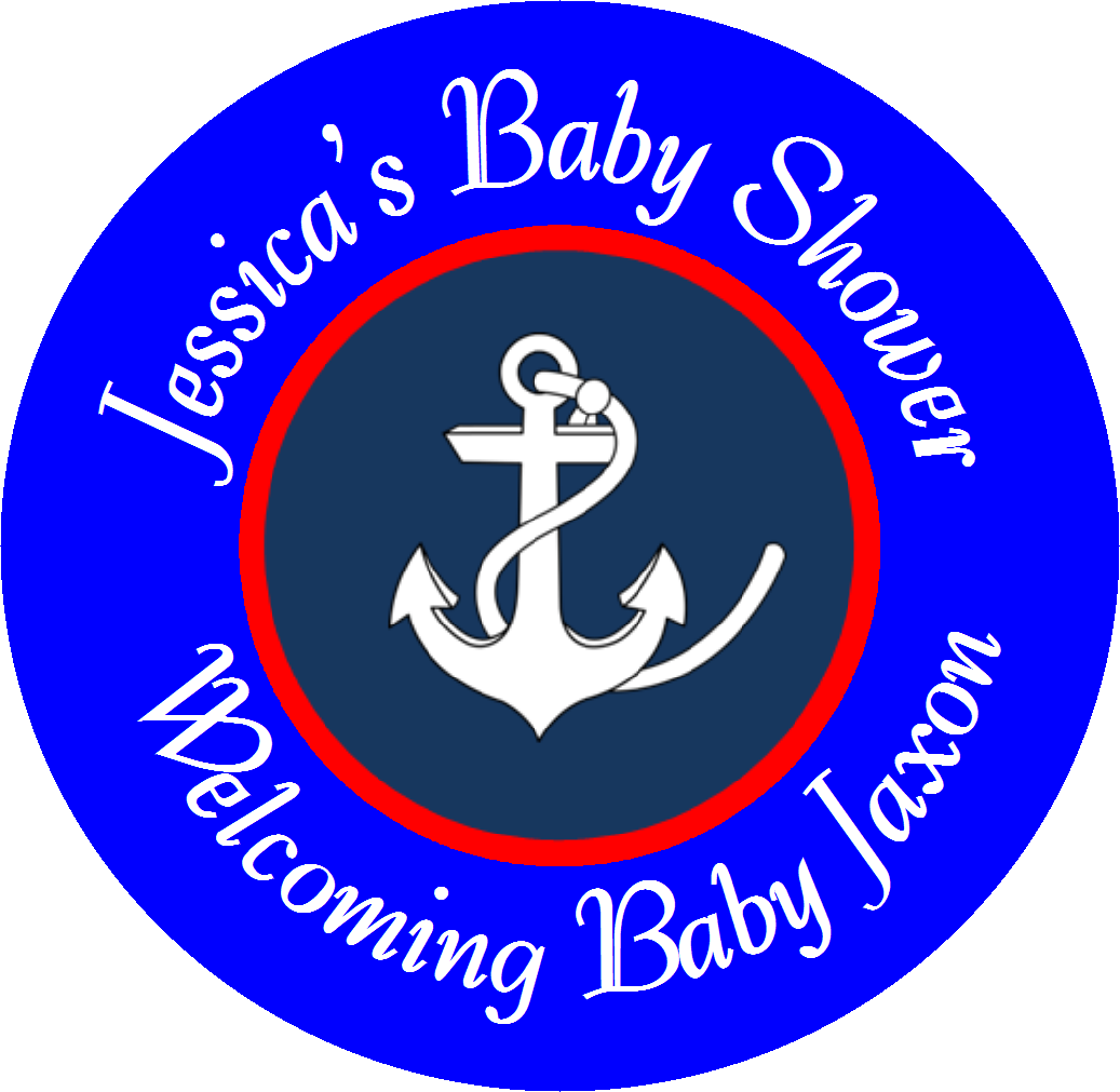 Party Favors Nautical Ship Anchor Personalized Baby Shower Round  Stickers  Supplies Labels