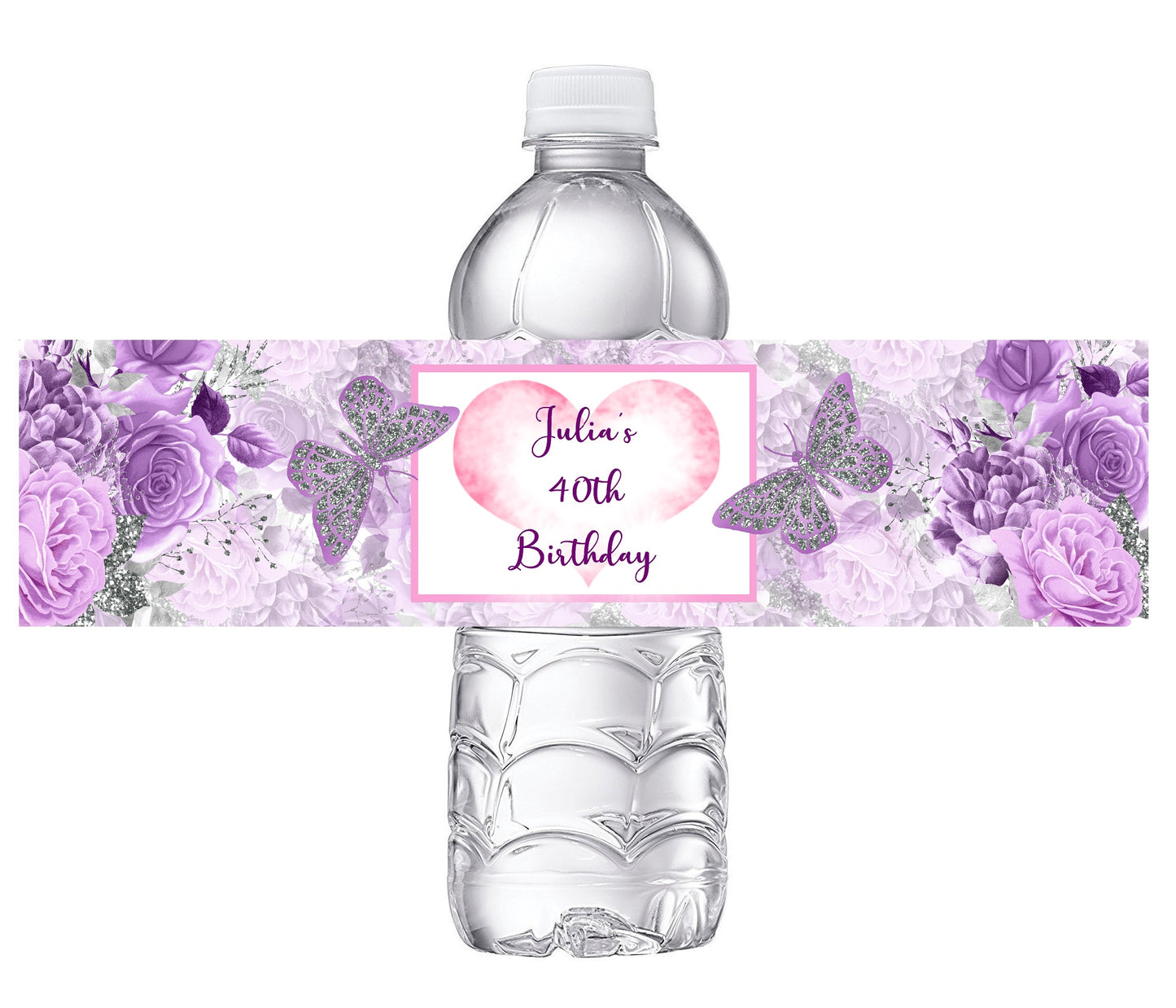 Purple and White Birthday Party Favors Water Bottle Labels Ideas Supplies Decor