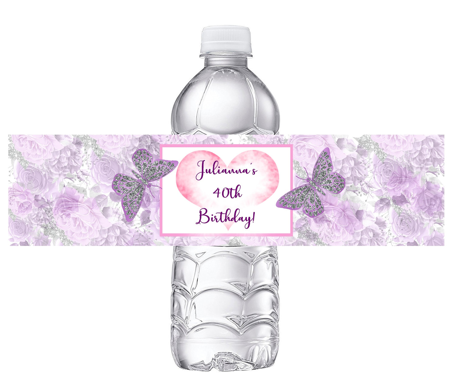 Purple and White Birthday Party Favors Water Bottle Labels Ideas Supplies Decor