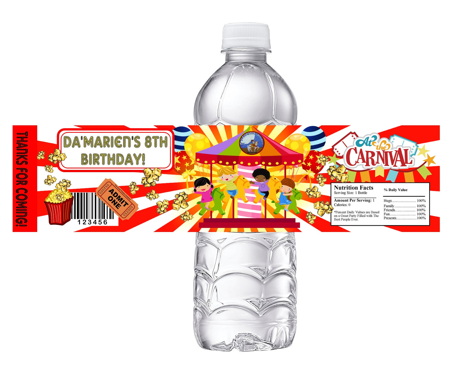 Carnival Fair Carousel Birthday Party Favors Water Bottle Labels Ideas Supplies Decor