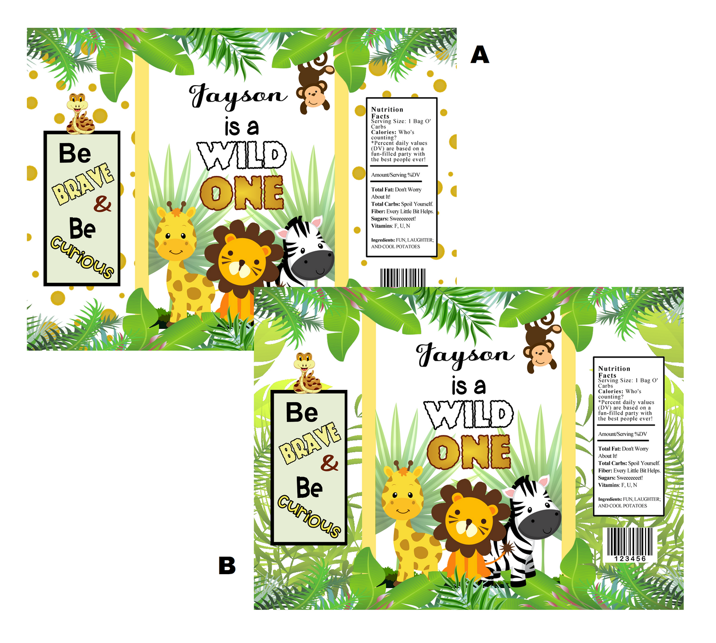 Party Favors Baby Animal Safari Wild One Potato Chip Bags Birthday  Chips Personalized Supplies