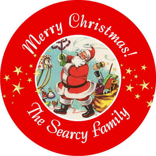 Party Favors Christmas Vintage Style Classic Santa Clause Personalized Round  Stickers  Supplies Labels