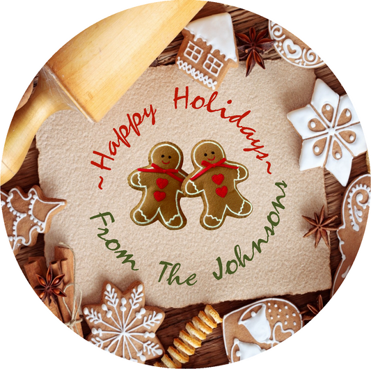 Party Favors Christmas Gingerbread Cookies Personalized Round  Stickers  Supplies Labels