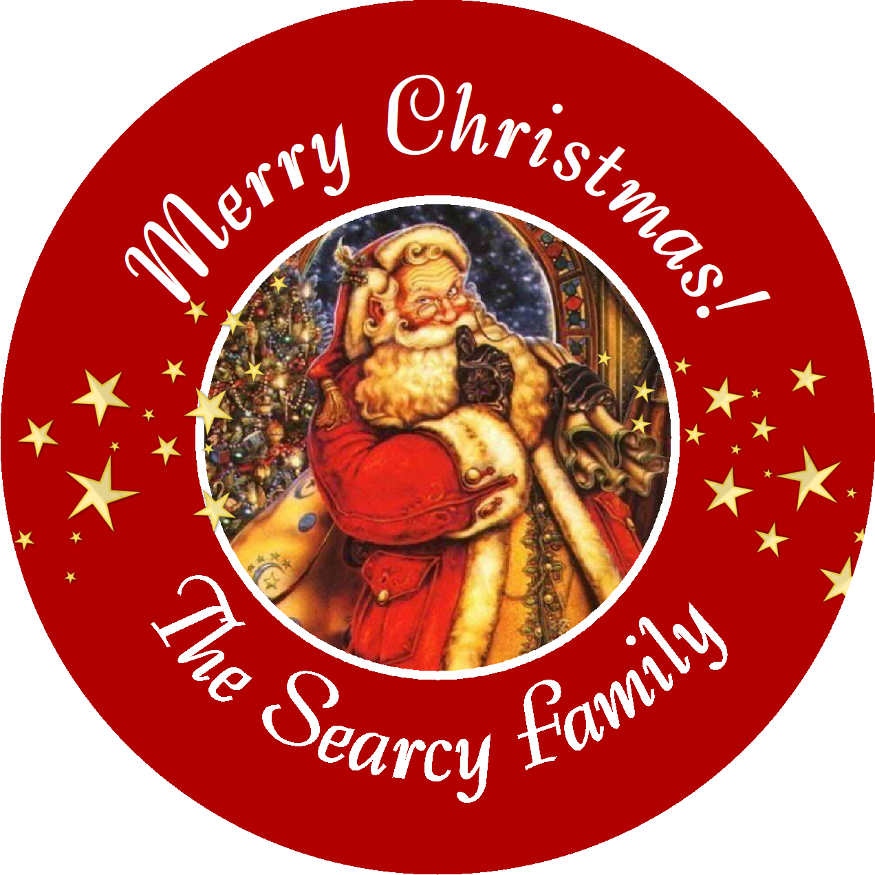 Party Favors Christmas Vintage Style Classic Santa Clause Personalized Round  Stickers  Supplies Labels